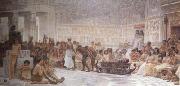 Alma-Tadema, Sir Lawrence Edwin Long,An Egyptian Feast (mk23) oil painting artist